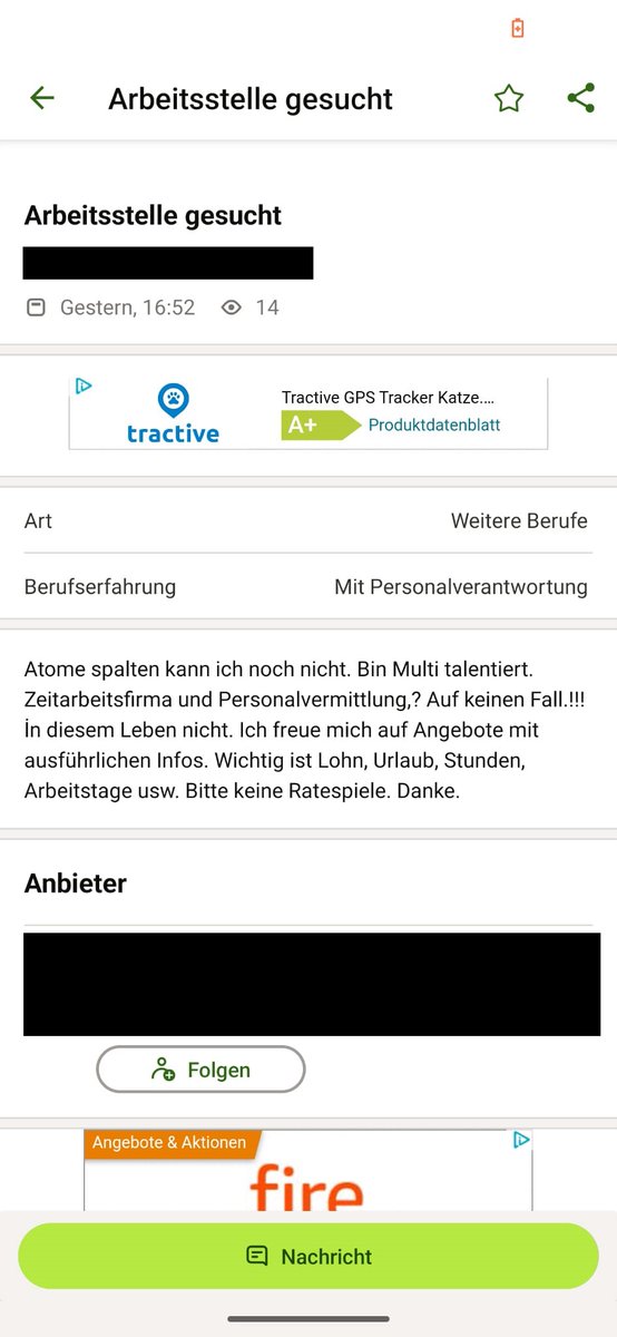 CanSefzick's tweet photo. Die Suche nach Personal ist manchmal mühsam und nervig. In unserer Branche versucht man überall sein Glück. Auch bei @eBay_KA  Schön wenn es dann manchmal etwas Unterhaltung gibt. War am überlegen ob ich den Herrn an @recht_nett weiterleite :)... https://t.co/CrGzyXanLV
