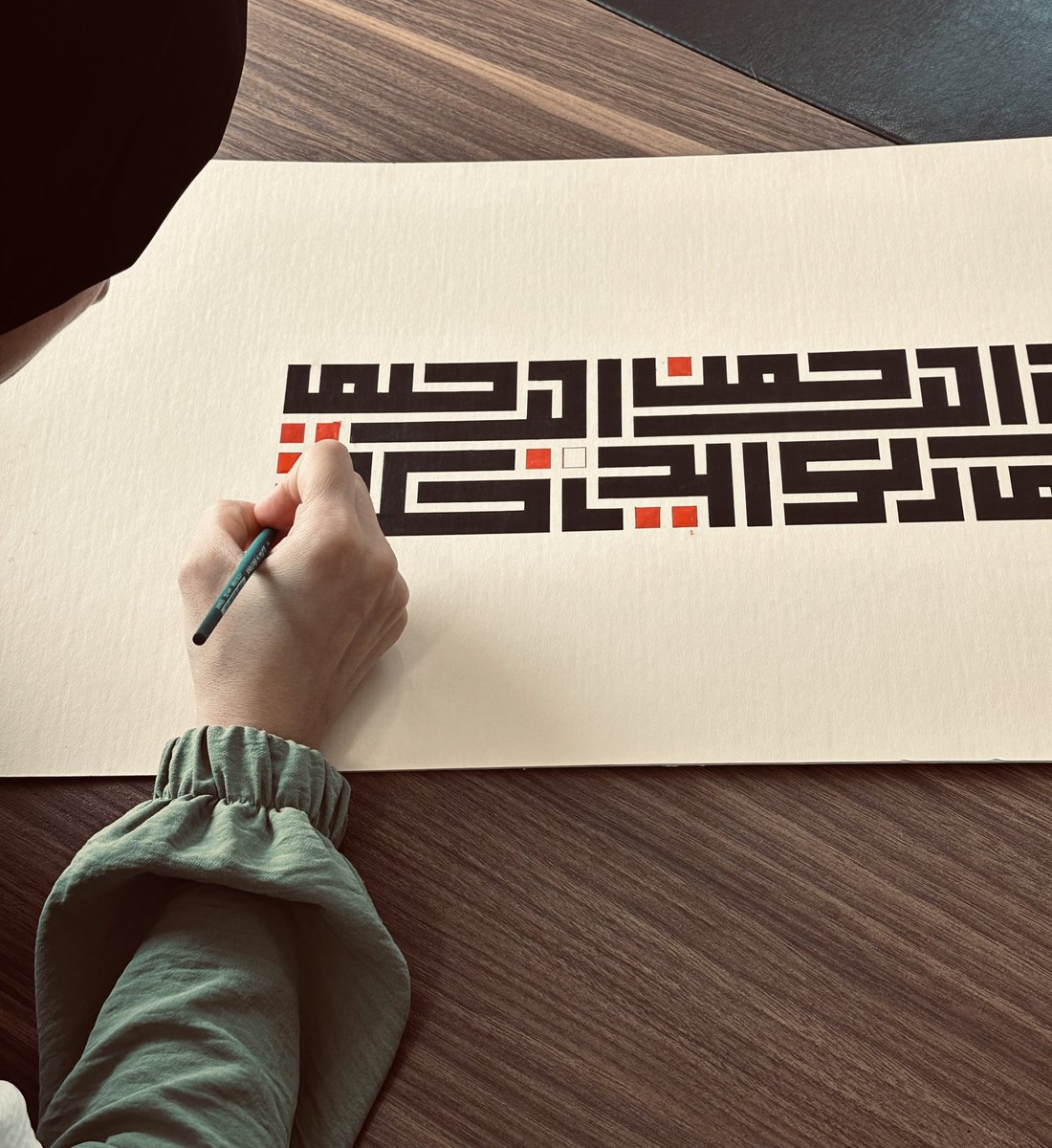 turkislamsanat's tweet photo. Öğrencimizin Kufi hat çalışması #tisem https://t.co/ypw4Lvu5fL