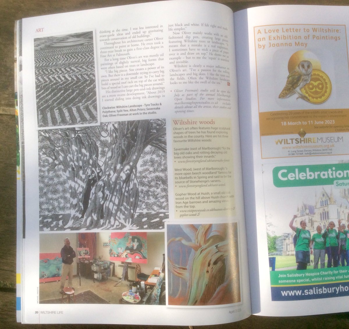 Hurray!  My love of landscape and pen and ink drawings are featured in this month’s @WiltshireLife together with a list of my favourite Wiltshire churches &amp; woods.  A flattering piece by <a href="/sheptinstall/">simon heptinstall</a>, but who doesn’t enjoy that?  

<a href="/MarlboroughOS/">Marlborough Open Studios</a> 2023 gets a mention too.