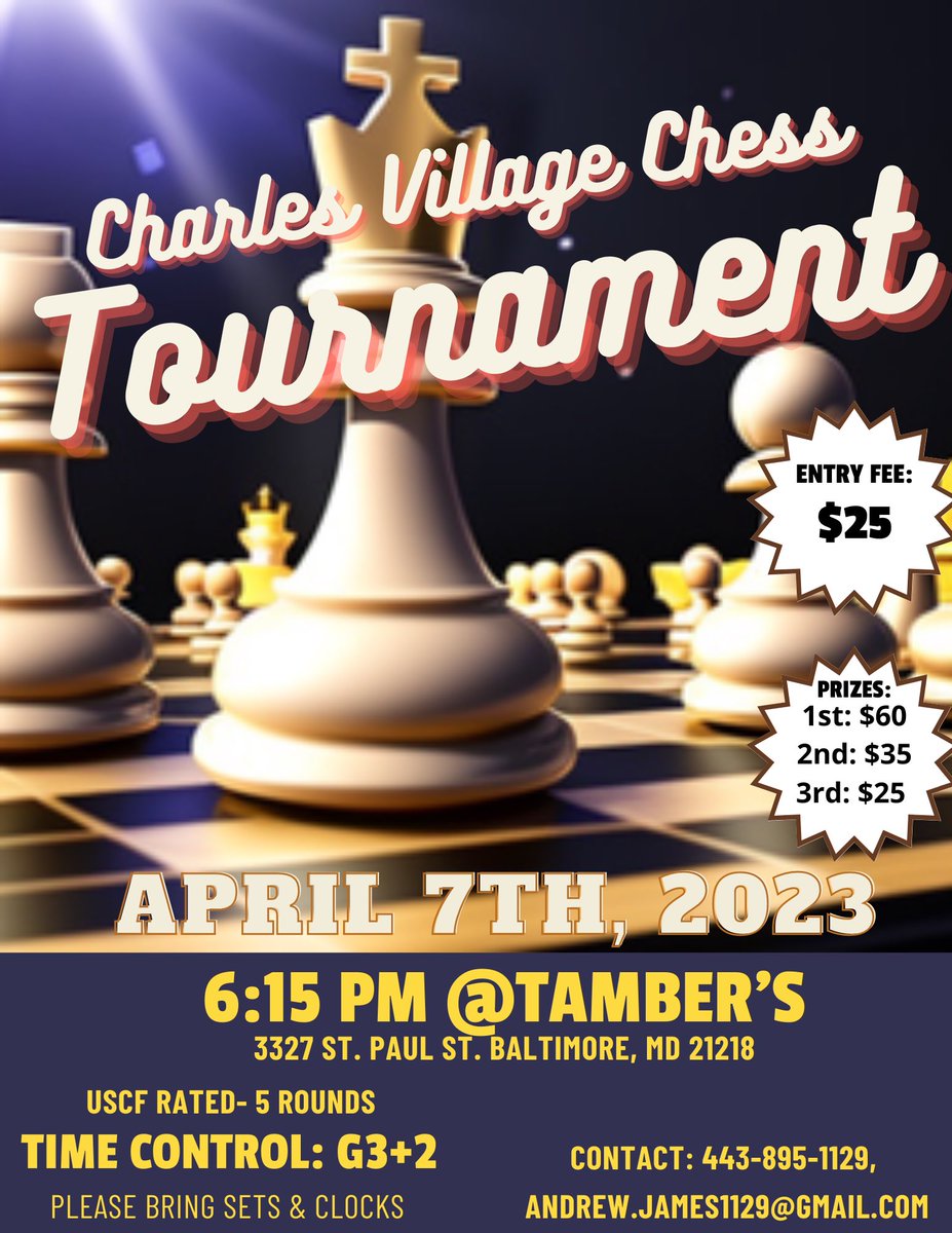 ChessBizkit's tweet image. Baltimore Chess Tournament tomorrow! #blitzchess #baltimorechess #dmvchess