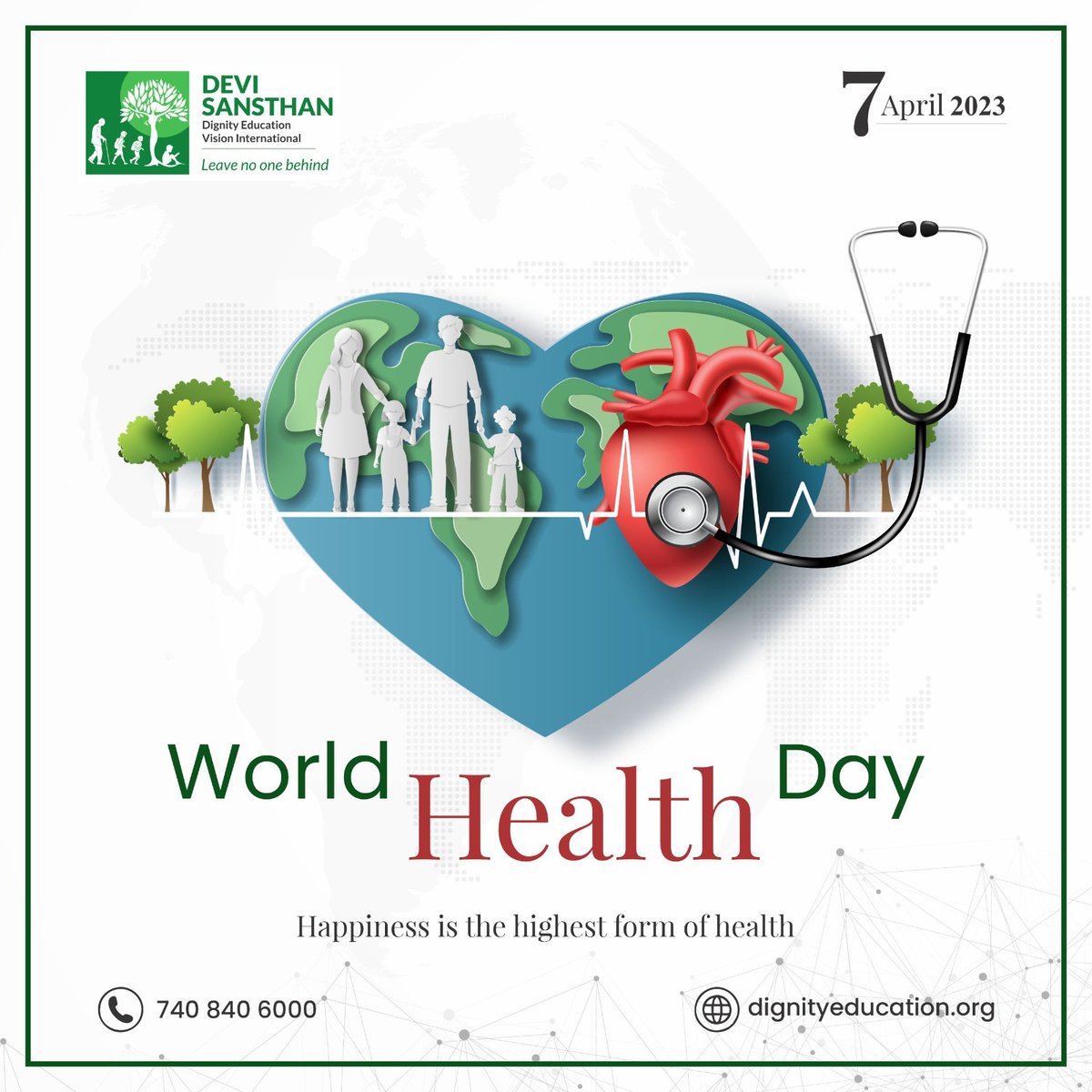 World Health Day 
#WorldHealthDay2023 #HealthForAll2023 #HealthyFuture2023 #GlobalHealthDay2023 #HealthMatters2023 #WellnessWednesday2023 #PublicHealth2023 #HealthAwareness2023 #HealthyLifestyle2023 #GoodHealth2023 #HealthIsWealth2023 #WorldHealthDayCelebration #DEVISansthan