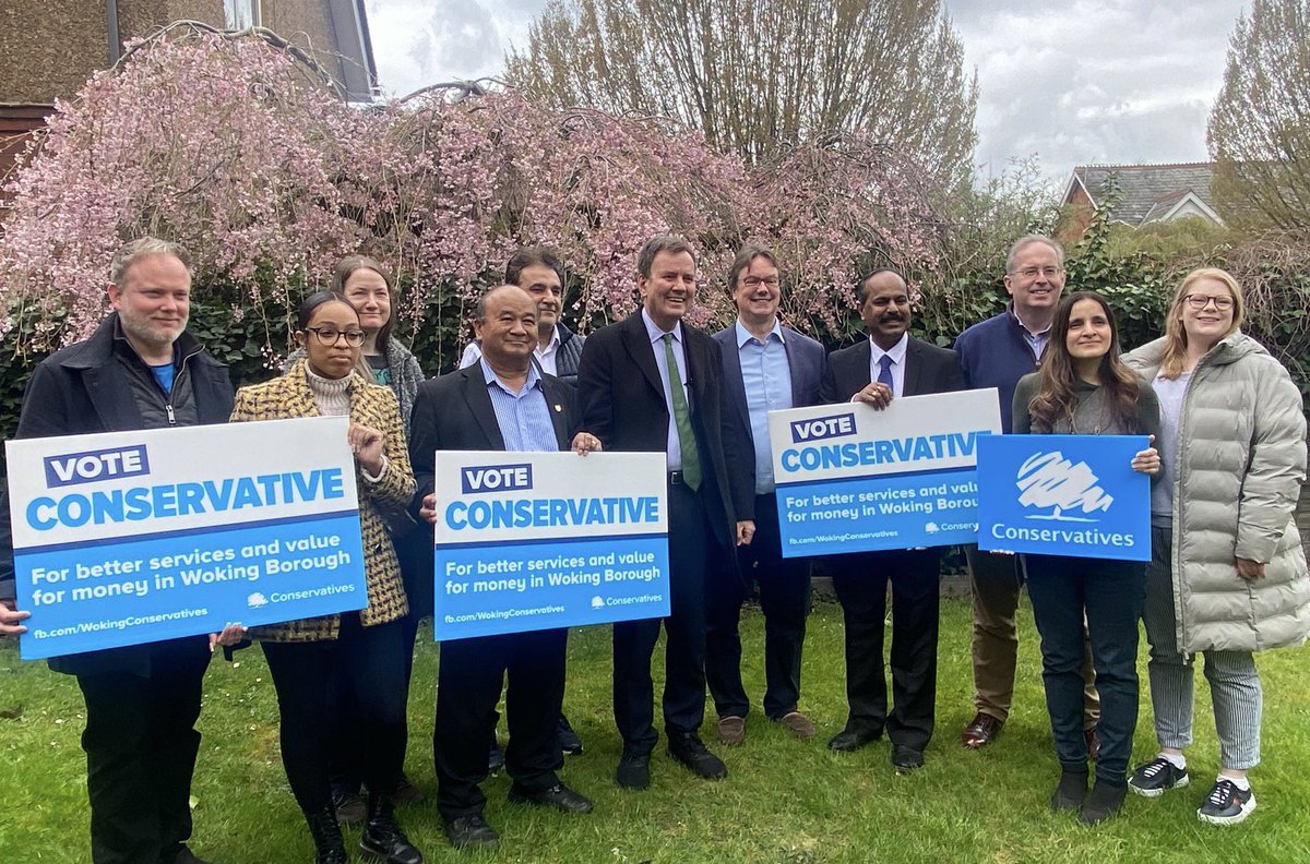 GregHands's tweet image. Conservatives up &amp;amp; down the country are campaigning hard for the Council elections on 4th May.

Am in Woking with @JonathanLord &amp;amp; his brilliant team of Councillors &amp;amp; Council candidates.

The LibDems have mismanaged the Council here and Woking residents should #VoteConservative
