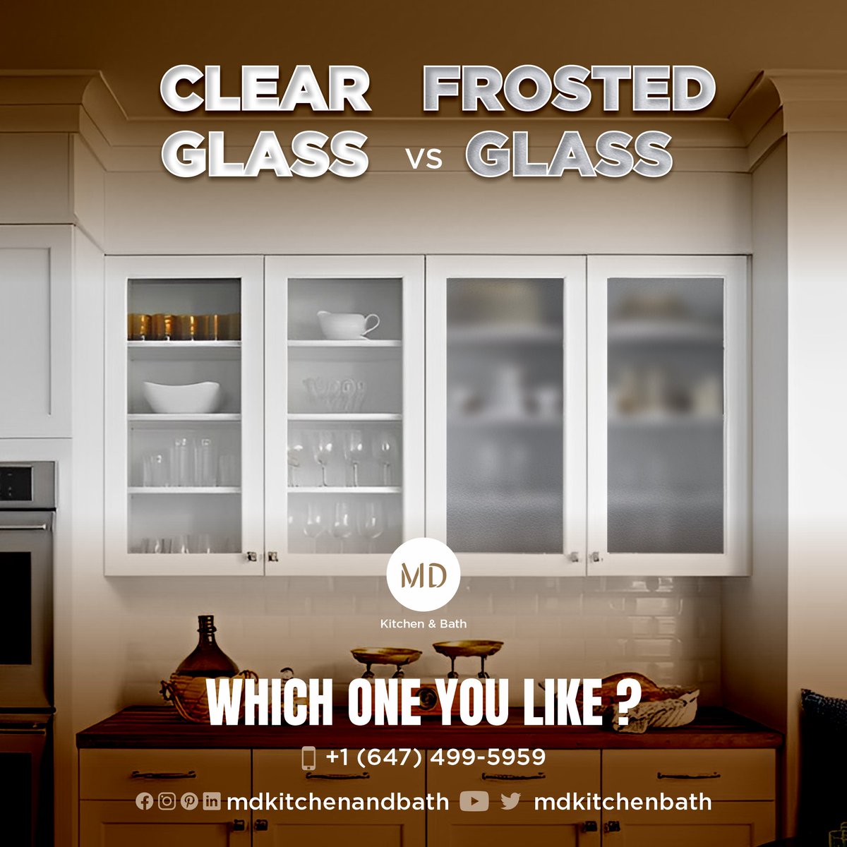 Glass and frosted glass are both popular options for kitchen cabinets.  We have both options, which one do you prefer, Comments below. 

 #GlassCabinets #FrostedGlass #FrostedGlassCabinets #MDKitchenandBath