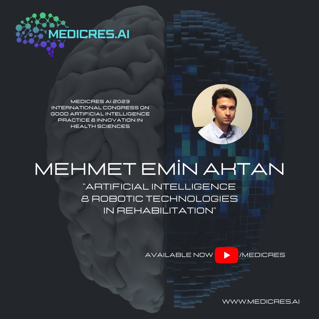 MedicresAI's tweet photo. #MEDICRESAI2023 | #INTERNATIONALCONGRESS ON GOOD #ARTIFICIALINTELLIGENCE PRACTICE &amp; #INNOVATION IN #HEALTHSCIENCES 

AVAILABLE IN 120 LANGUAGES ON YOUTUBE NOW! https://t.co/OwUa72IUL4 
#MachineLearning #Robotic #TechnologyDevelopment #Technologies #Rehabilitation @m_eminaktan https://t.co/lFycNwrmh0