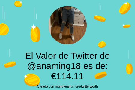 anaming18's tweet photo. Mi valor en Twitter es de: €114.11

Encuentra el tuyo(a) con https://t.co/lFC1fJAsIS

⠀ https://t.co/nOvjCm7nwV