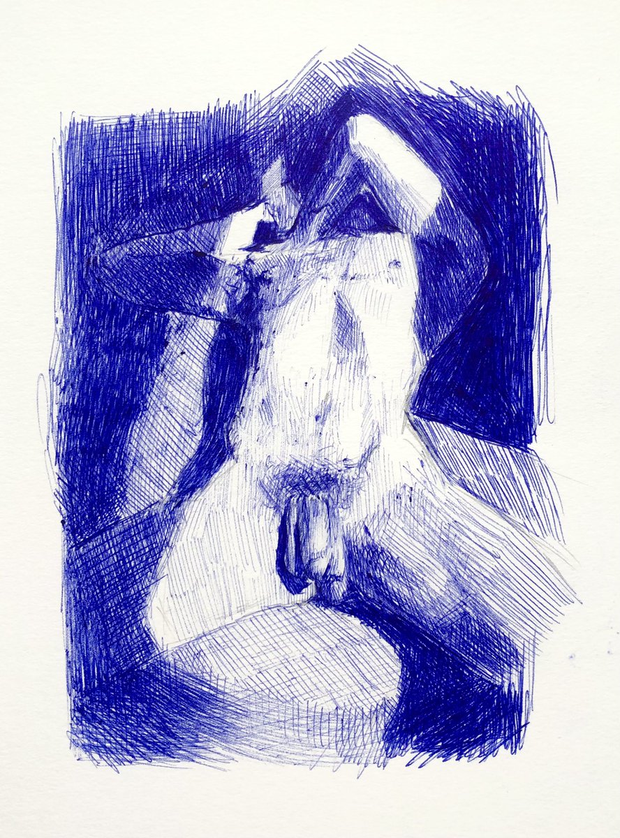 “Blue Light” 

Available 
13.5 cm tall 10cm long 
#gay #gayartwork #queerartwork #nsfwart