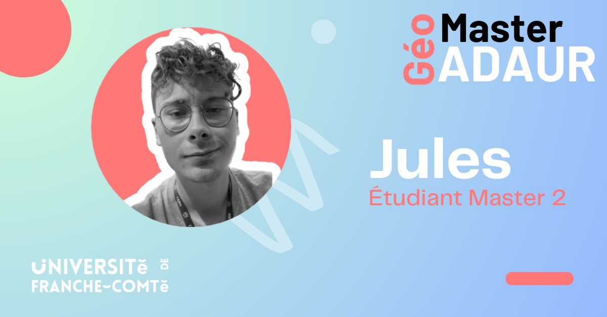 👨🏼‍🎓On vous parle désormais de Jules, étudiant en master 2 GEO ADAUR de l'université de Franche-Comté <a href="/fc_univ/">université de Franche-Comté</a>. Retrouvez sa vision du master et son projet professionnel. 👉🏻 linkedin.com/posts/xavier-g…