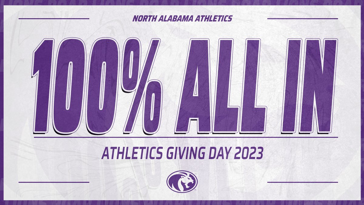 Thank you to everyone for your support of North Alabama Athletics Giving Day‼️ For the 2nd year in a row, our Athletics Department Staff was 100% All-In with giving back to our department &amp; student-athletes. We look forward to sharing our totals soon 🦁

#RoarLions #RaiseTheRoar