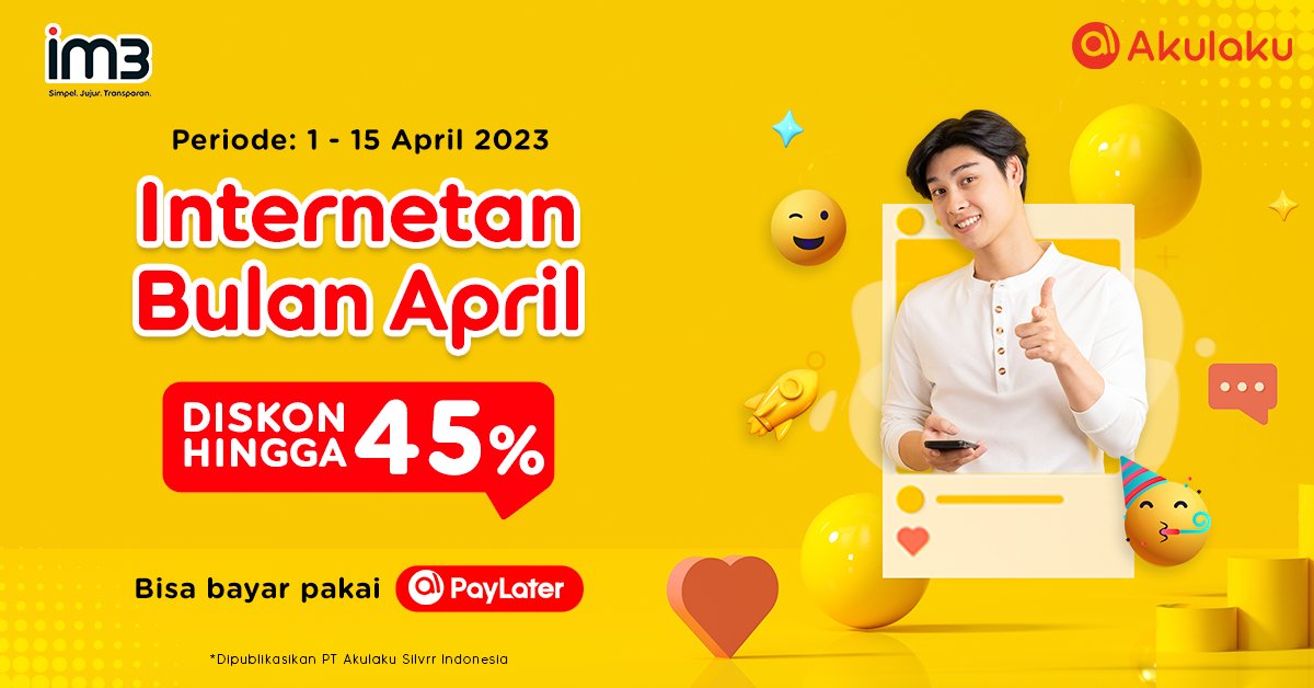 akulakuID's tweet photo. Bisa internetan sepuasnya di bulan ini pokonya🥳📱  Kalo abis tinggal isi paket data di Akulaku DISKONNYA HINGGA 45%🔥  Sikattt >> https://t.co/7M5nOy4sft #AkulakuIndonesia #RamadhanRayaSale #Indosat #IM3 #PromoInternetan https://t.co/dXpniWGWxW