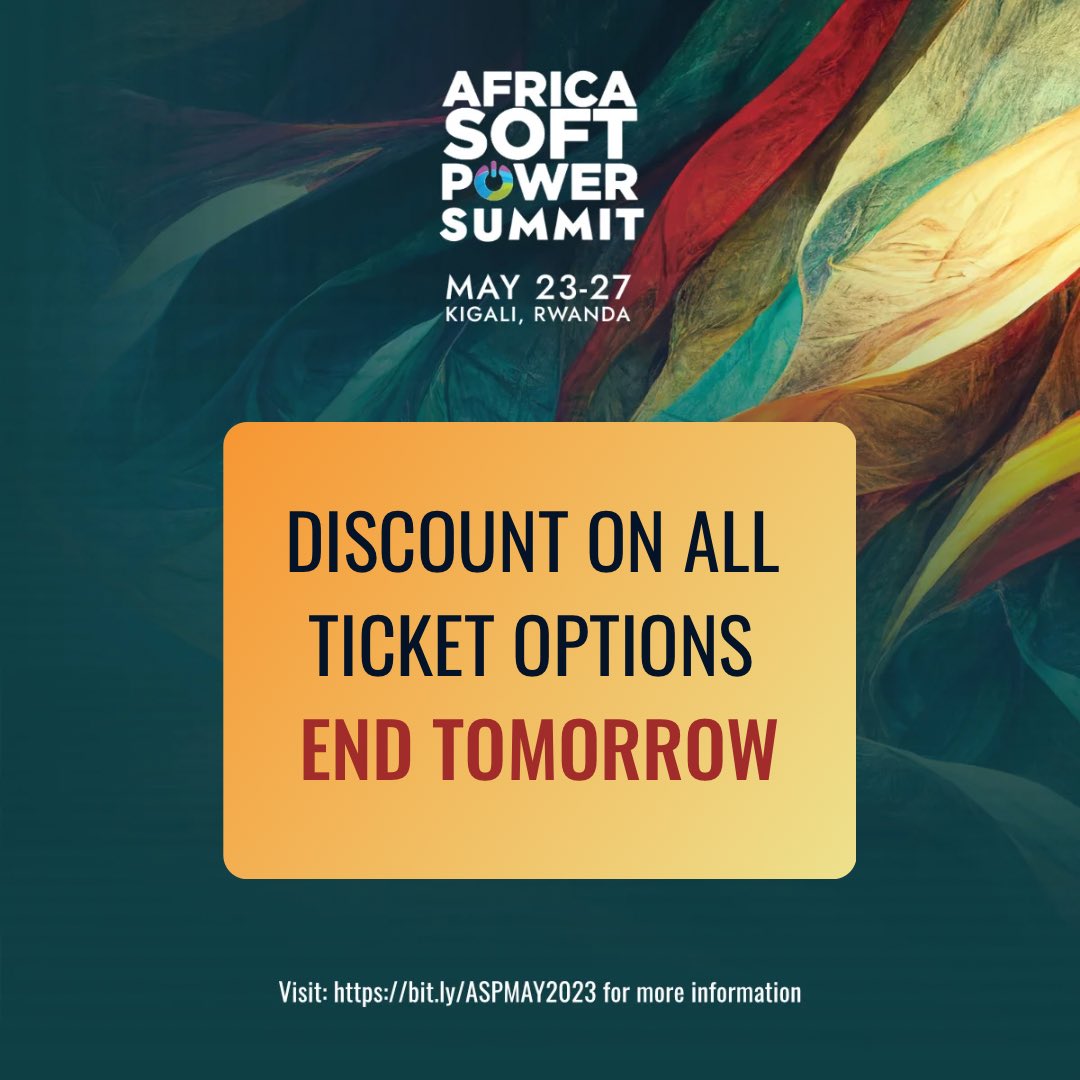 africasoftpower's tweet photo. Don't wait to snag your early bird tickets (20% off) before the deadline tomorrow!

#africasoftpower #ASPSummit2023 #ASPMay #earlybirdtickets https://t.co/uMRZCr6DSH