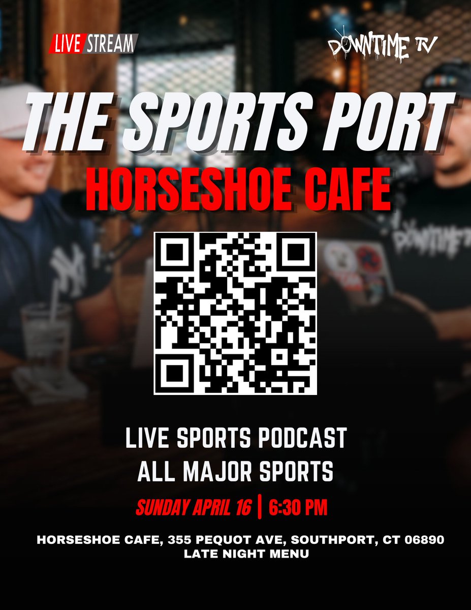 tvdowntime's tweet photo. The Sports Port is going LIVE AT @HorseshoeCafeCT every 3rd Sunday of the month! The whole crew is pumped to get this going!

Join us for the launch of @sportsportdtv, live at Horseshoe Cafe on April 16th at 6:30 pm! 

What to expect:
•Exciting live show 
•Sports analysis & engaging discussion
•Interactive Q&A with the hosts
•Late night menu

Gather your fellow sports enthusiasts and mark your calendars! Get ready for an electrifying night of sports talk ❗
.
#sportsbar #sportsnews #sportscoverage #sportspodcast #sportsbetting #sportsshow #livestreaming #podcast #nhl #mlb #nfl #nba #wnba #pga