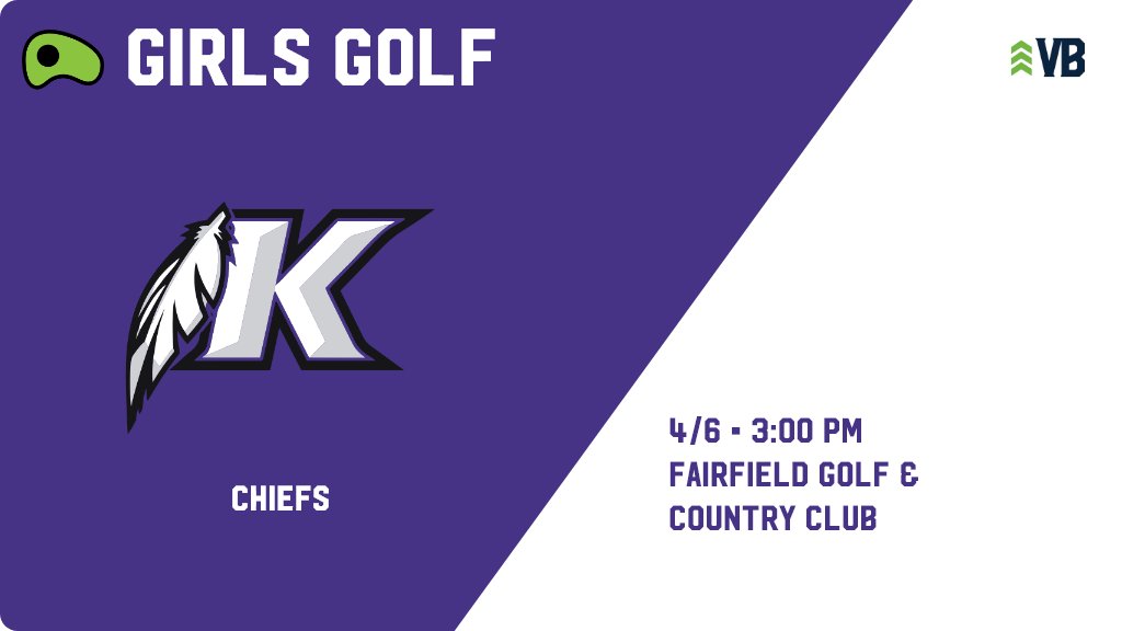 Girls Golf (Varsity) Meet Day! - Check out the event preview for the Keokuk Chiefs. It starts at 3:00 PM and is at Fairfield Golf &amp; Country Club. gobound.com/ia/ighsau/ggf/…
