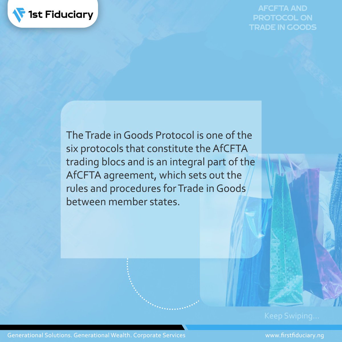 Firstfiduciary's tweet photo. We have recently published an article on our website titled "AfCFTA and Protocol on Trade in Goods."
We would like to share some highlights from the article with you.
Swipe to continue reading.
#Afcfta #trade #tradeingoods #nigeriatrade #protocol #business #firstfiduciary https://t.co/BkcTz25bBS