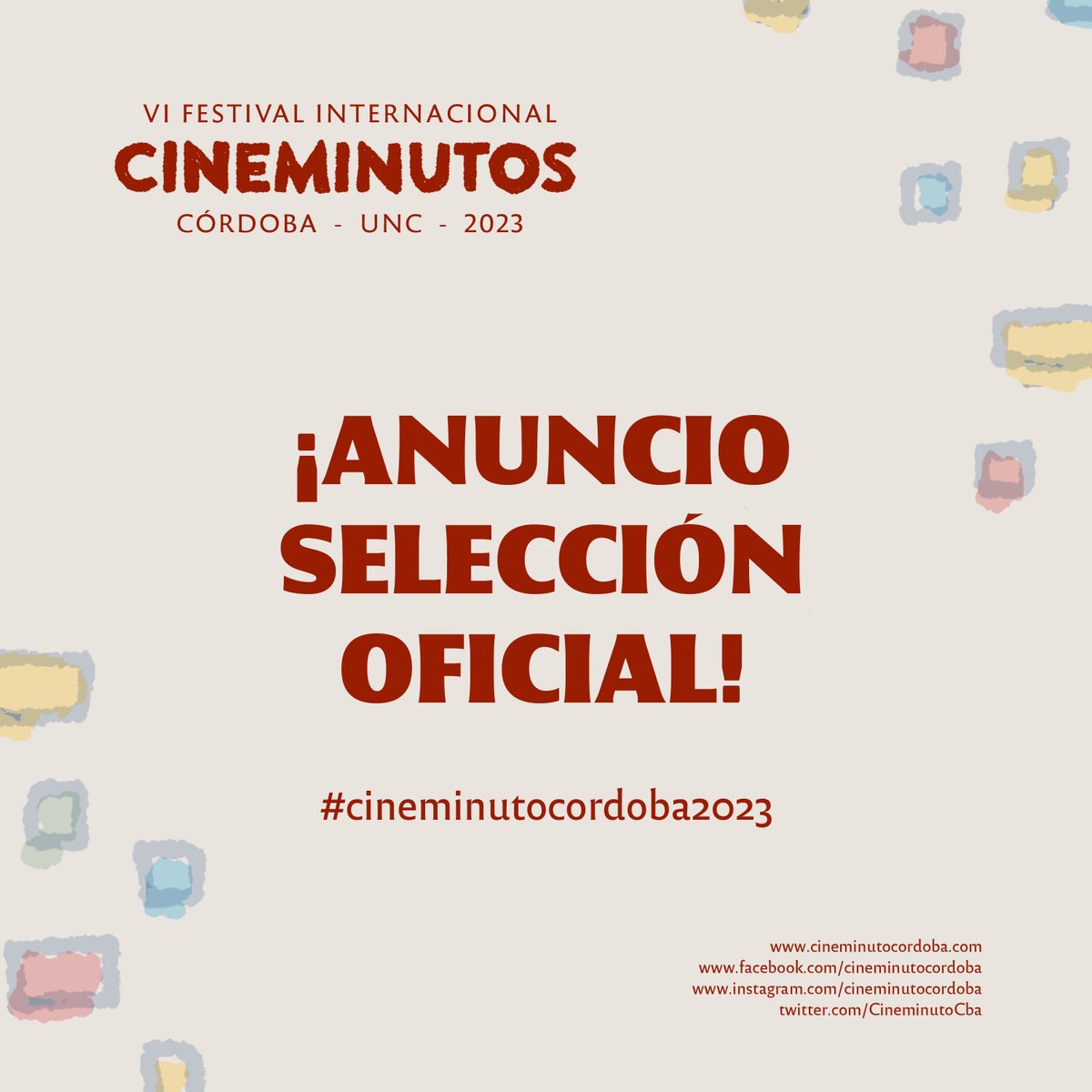 ¡Con inmensa alegría anunciamos la selección oficial de CINEMINUTO CÓRDOBA 2023! Podés consultar el listado completo en nuestra web: cineminutocordoba.com
¡Nos vemos el 18 y 19 de mayo en el Pabellón Argentina!
<a href="/unc_cordoba/">UNC</a> <a href="/UncExtension/">Secretaría de Extensión | UNC</a> <a href="/RedRafma/">RAFMA</a> <a href="/INCAA_Argentina/">INCAA</a>