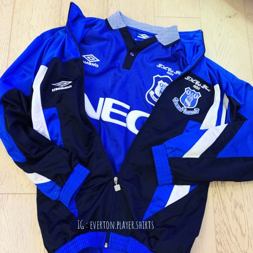 efcshirts's tweet photo. Starting off with my favourite player shirt and the anthem jacket from our 1995 FA Cup win! Will be showing more shirts from my collection in due time.  pls do RT and follow me on instagram: everton.player.shirts if you haven’t already done so..  ⚽️💙💙 https://t.co/Iyk34JfUcs
