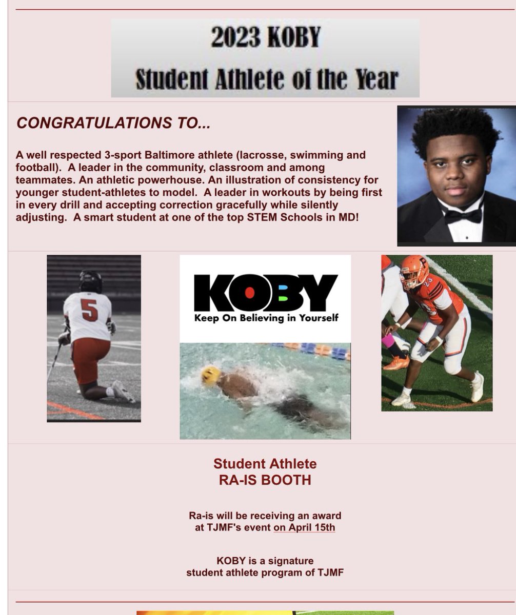 Coach_ONeal2's tweet photo. Poly’s Ra-is Booth is named Student- Athlete of the Year by KOBY(Keep On Believing in Yourself) which is an athletic program of the Jordan McNair Foundation. What an honor! Recognized in the classroom and on the field. Congratulations young man. Poly Pride. https://t.co/DgP6uD9oyc