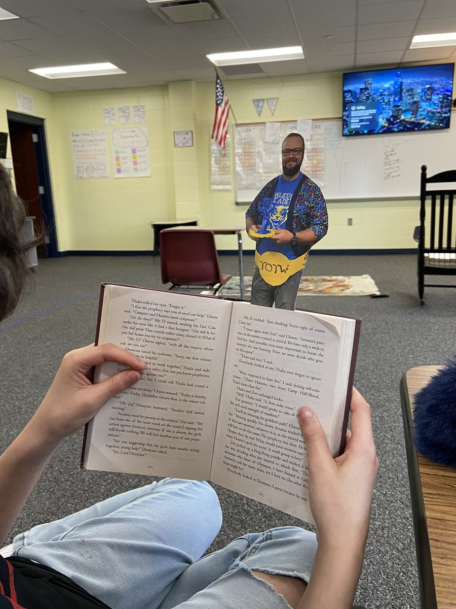 Mr. Curtis did a little reading today in our Goals room. #apweek23 #1gc