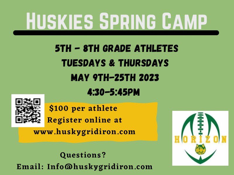 Future Huskies! Youth Spring Football Camp is coming up. Show your skills, learn the game, and most important HAVE FUN… <a href="/VaughanCoach/">Drew Vaughan</a> is a great man to learn from.