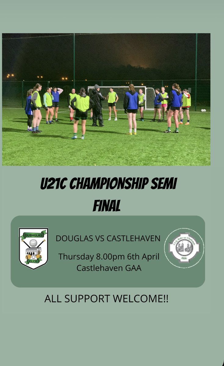 Best of luck to our U21 squad as they head to Castlehaven for the Semi Final of U21C championship tonight . Updates on Twitter later #DouglasAbú