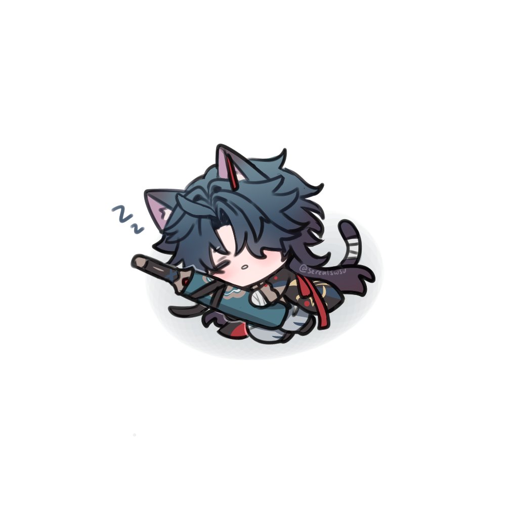 1boy animal ears male focus chibi tail solo cat ears  illustration images
