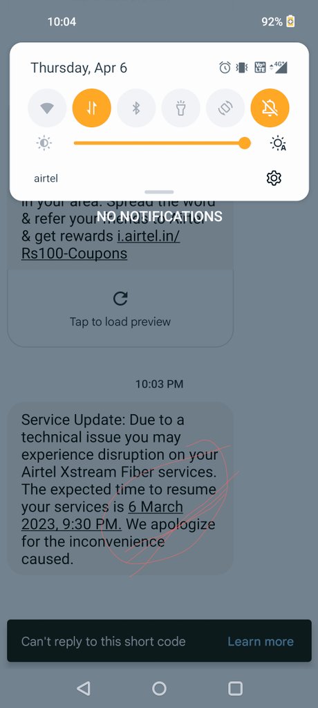 Manishkr88Kumar's tweet photo. Hi @airtelindia @Airtel_Presence ,
You are late by only 1 month and 33 minutes..no worries it happens..it seems that guy who's taking care of SMS Alert is on notice period 😂
#AirtelDown #airtel5gplus #Airtelindia #airtelthanks #justforfun https://t.co/2HsrIb4M7O