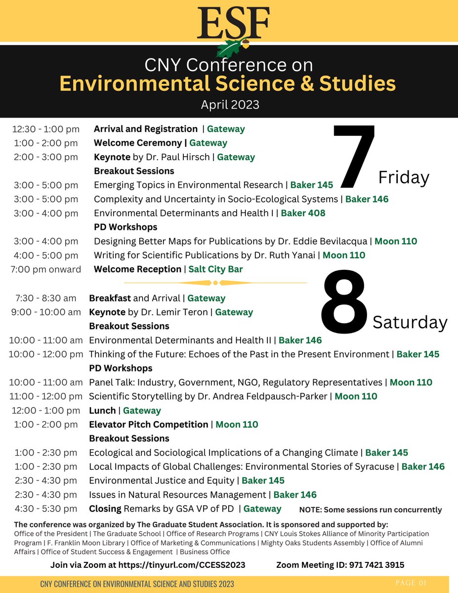 TeraLepido's tweet photo. It’s almost here friends. The Inaugural CNY Conference on Environmental Science & Studies starts tomorrow. Come join us for wonderful presentations from @sunyesf & @SyracuseU research students + others from the CNY region + specially invited talks. https://t.co/V8ZLeFMFcf https://t.co/KD4AiuVK9v