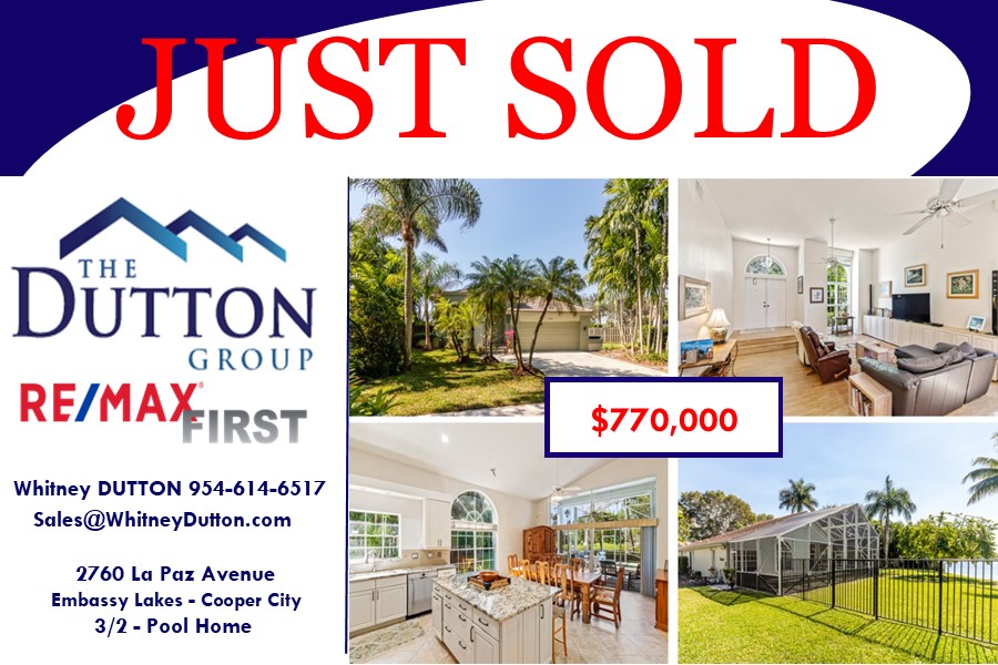 #JustSOLD #CooperCity is still HOTTER than ever!  20k OVER list and WAIVED appraisal.  Great house on one of the best lots in #EmbassyLakes - Sellers can still get the results they want - they just need to hire the right person!  #WhoYouHireMatters #SouthFLRealEstate