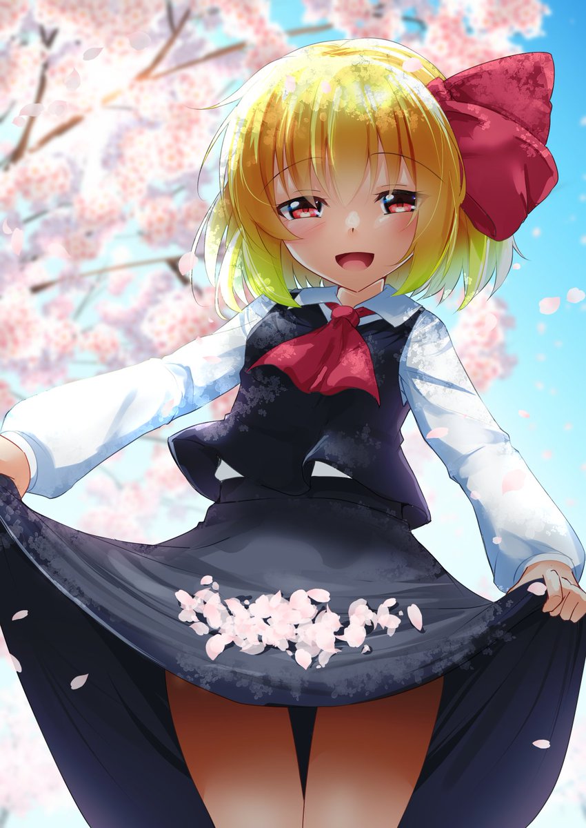 ルーミア(東方プロジェクト) 「春一杯集めたルーミア#毎月七日はルーミアの日#東方Project 」|羽山 悠@skeb・依頼募集中のイラスト