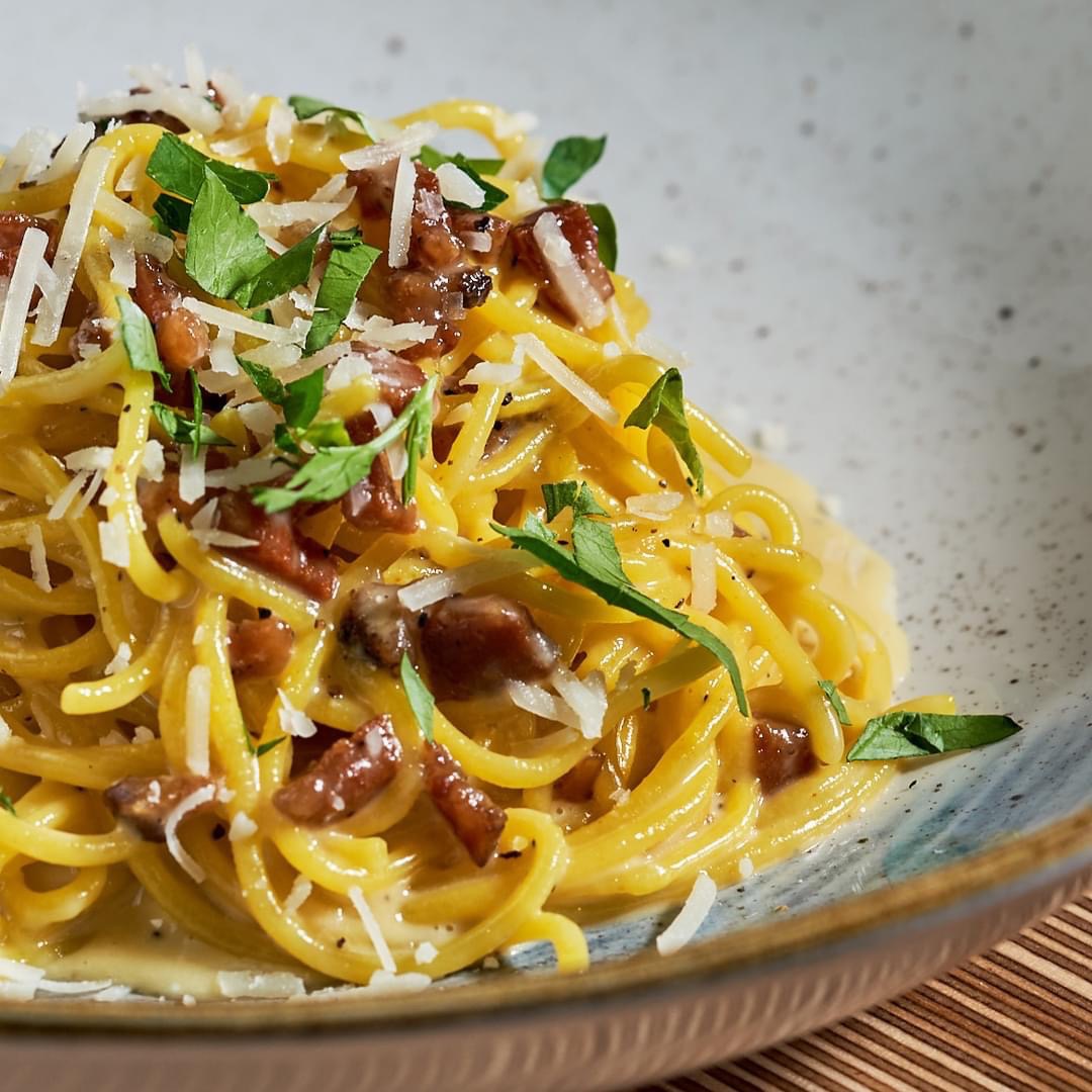 PuntoItalian's tweet photo. On 6th April Italians celebrate Carbonara Day, paying homage to a famous pasta dish to emerge from Italia… we make our Carbonara properly, not a drop of cream in sight!

#nocream #realcarbonara #freshpasta #guanciale #pasta #nationalcarbonaraday #carbonaraday #worldcarbonaraday https://t.co/z8OEeRcJyY