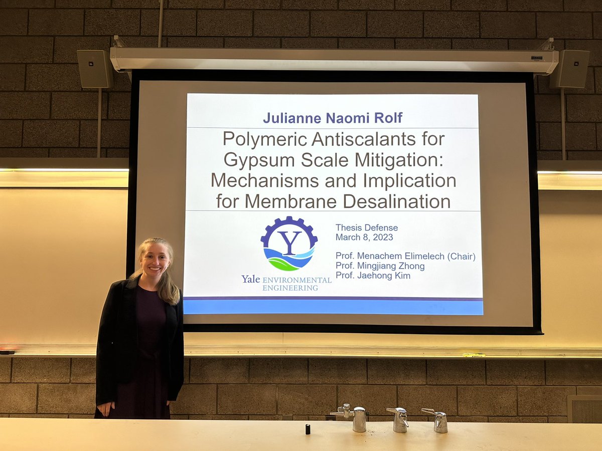 NEWT Engineering Research Center (@newtcenter) on Twitter photo Congrats to SPLC #NEWTStudent, Dr. <a href="/Julianne_Rolf/">Julianne Rolf, she/her</a> on your successful Doctoral Thesis Defense: "Polymeric Antiscalants for Gypsum Scale Mitigation: Mechanisms and Implication for Membrane Desalination" at <a href="/Yale/">Yale University</a> with advisor, Dr. Menachem Elimelech <a href="/TheElimelechLab/">Menachem Elimelech</a> Congrats to SPLC #NEWTStudent, Dr. <a href="/Julianne_Rolf/">Julianne Rolf, she/her</a> on your successful Doctoral Thesis Defense: "Polymeric Antiscalants for Gypsum Scale Mitigation: Mechanisms and Implication for Membrane Desalination" at <a href="/Yale/">Yale University</a> with advisor, Dr. Menachem Elimelech <a href="/TheElimelechLab/">Menachem Elimelech</a>