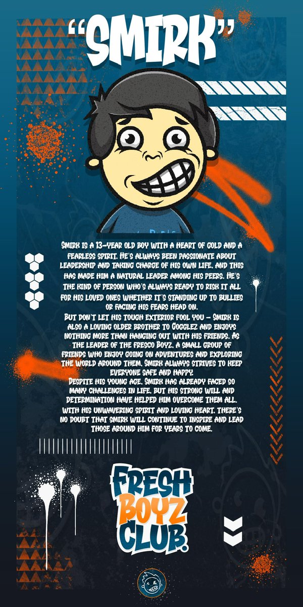 Good Morning Fresh Fam Happy Thursday Hope Your All Having An Amazing Morning 💯 

Want To Introduce Smirk The Leader Of The Fresco Boyz!! 🔥

Give A Look Down Below To Read More About Smirk 👇

#NFT #NFTcommunity #FrescoBoyz