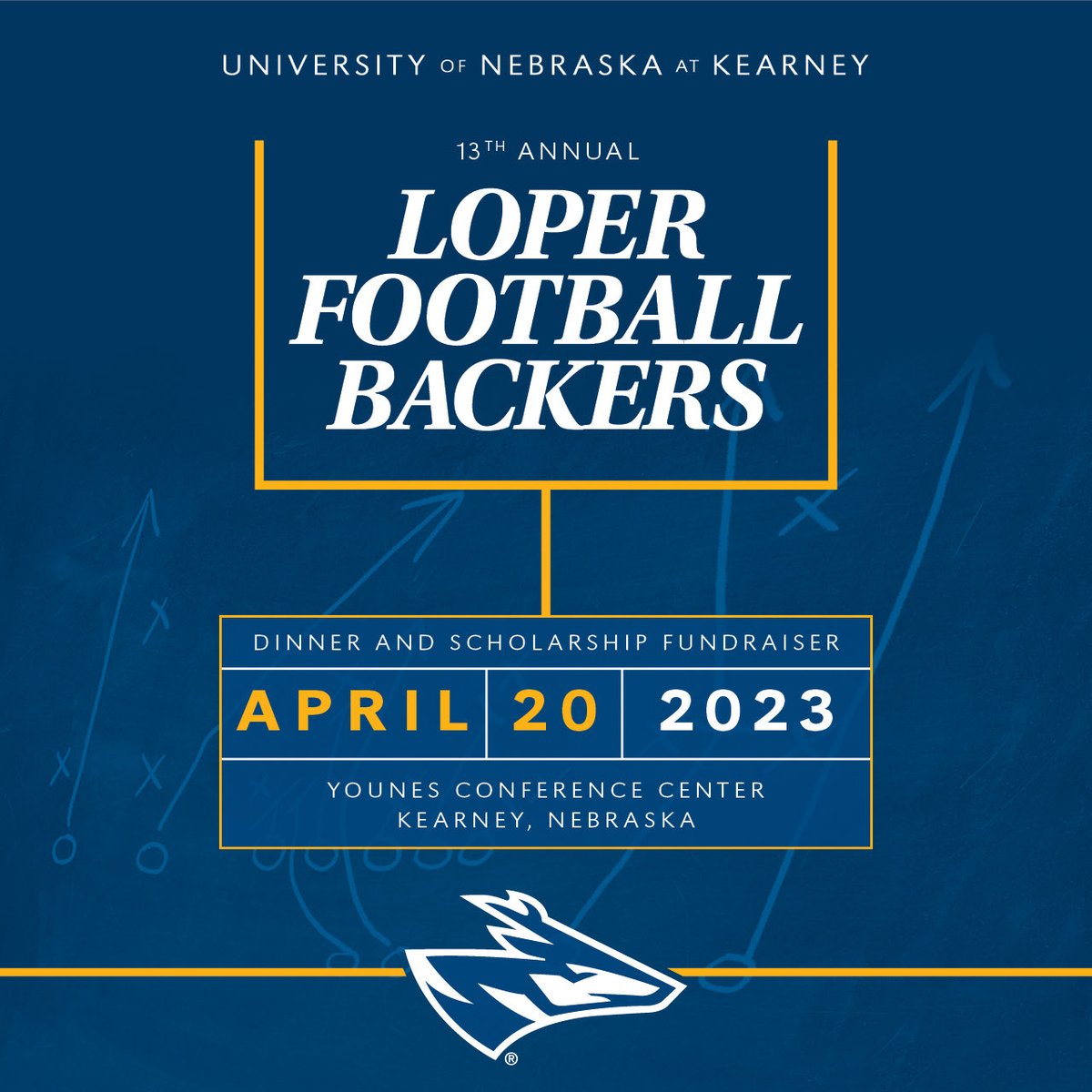🚨🏈 LOPER FANS 🏈🚨

Join us for the 13th Annual <a href="/UNK_Football/">UNK Football</a> Loper Backers Banquet

🗓: April 20, 2023
🕔: 5:30 PM
📍: Younes Conference Center North - Kearney, NE

For more information visit: lopers.com/sports/2022/3/…