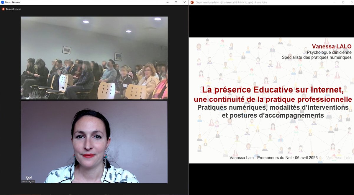 Vanessa_Lalo's tweet photo. Cet après-midi, j'étais en visio avec Les PEP19 (séminaire #PromeneursduNet de #Corrèze #PdN19), pour parler #pratiquesnumériques des #ados, discours à tenir et #posturesprofessionnelles d'#accompagnements en ligne.
Merci à @MednumBBuzz qui est sur place et anime ces 2 jours 🙏 https://t.co/IgosoDDYL5
