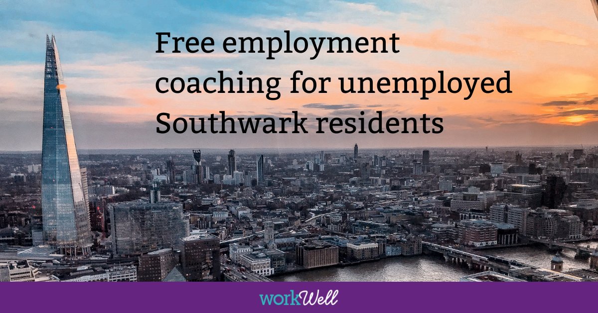 Are you an unemployed Southwark resident thinking about looking for work?

Take control of your career with free employability and career coaching! You could be eligible for up to eight sessions with one of our friendly employment coaches.

Find out more: work-well.org.uk/SouthwarkWorks