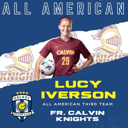 Congrats to Lucy who was selected as a @D3soc 3rd team All American for Calvin University‼️ @IversonLucy crushed it for the @CalvinWSoccer her 1st yr💪🏼.
*2xMIAA Defensive Player of the Week
*All-MIAA 1stTeam *MIAA's MVP
*Dynamic CB & 2nd leading scorer
*6 ⚽️4 🅰️16 pts. 
*2 GWG
