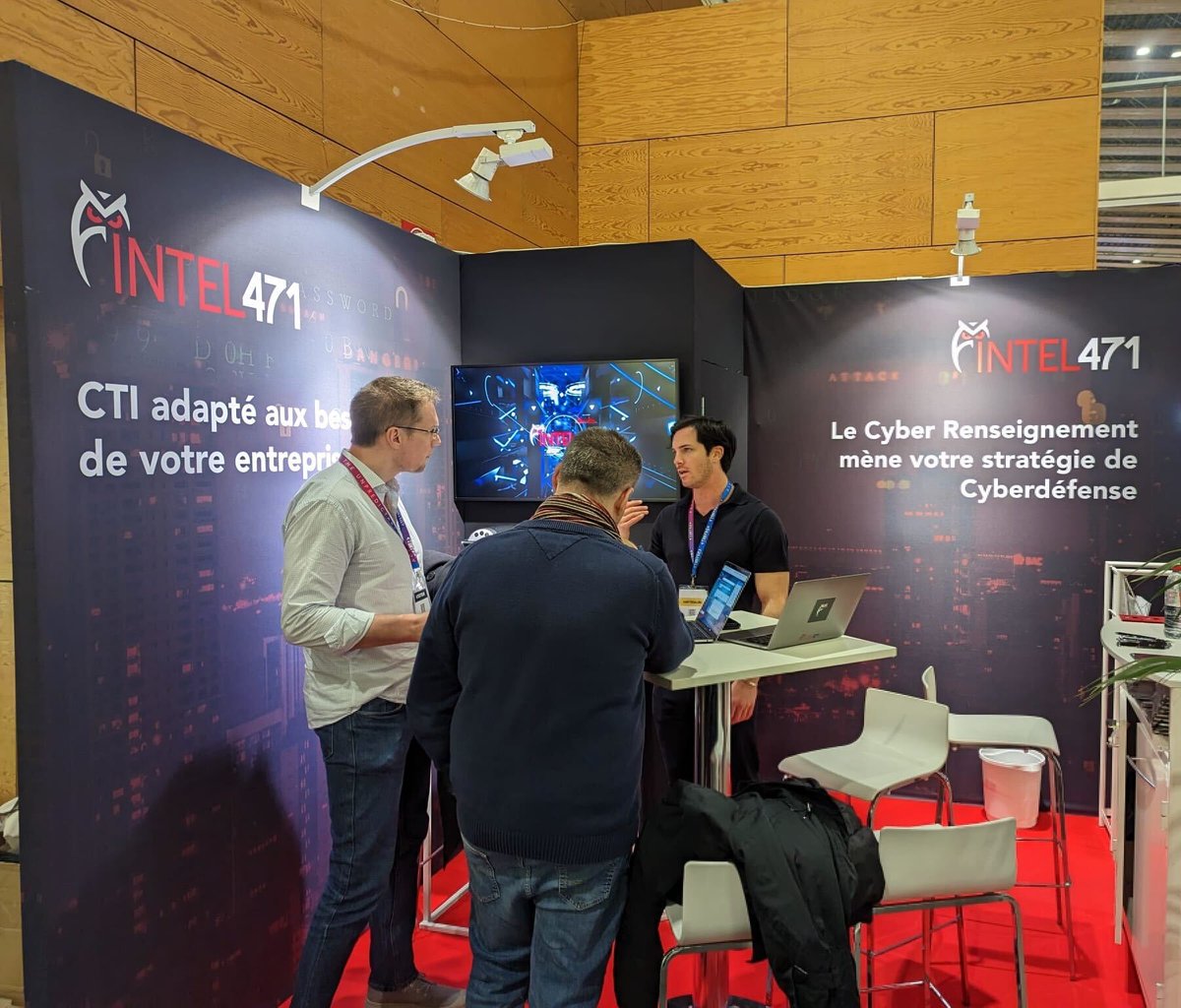 Intel471Inc's tweet photo. The Intel 471 team is out here at #FIC2023 in Lille, France! Stop by and see us at booth #G38 and let's work together to ensure your organization’s cyber security framework is strong, continuously maturing, and remains resilient.

#intel471 #cyberunderground #Lille https://t.co/RHOPRc2luG