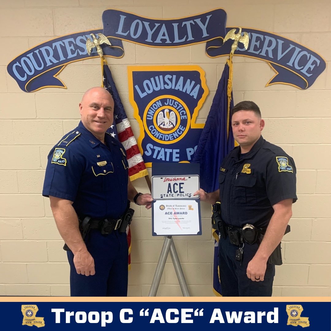 LA State Police on Twitter "Earlier this week, Troop C TFC Laiche was presented with the “ACE