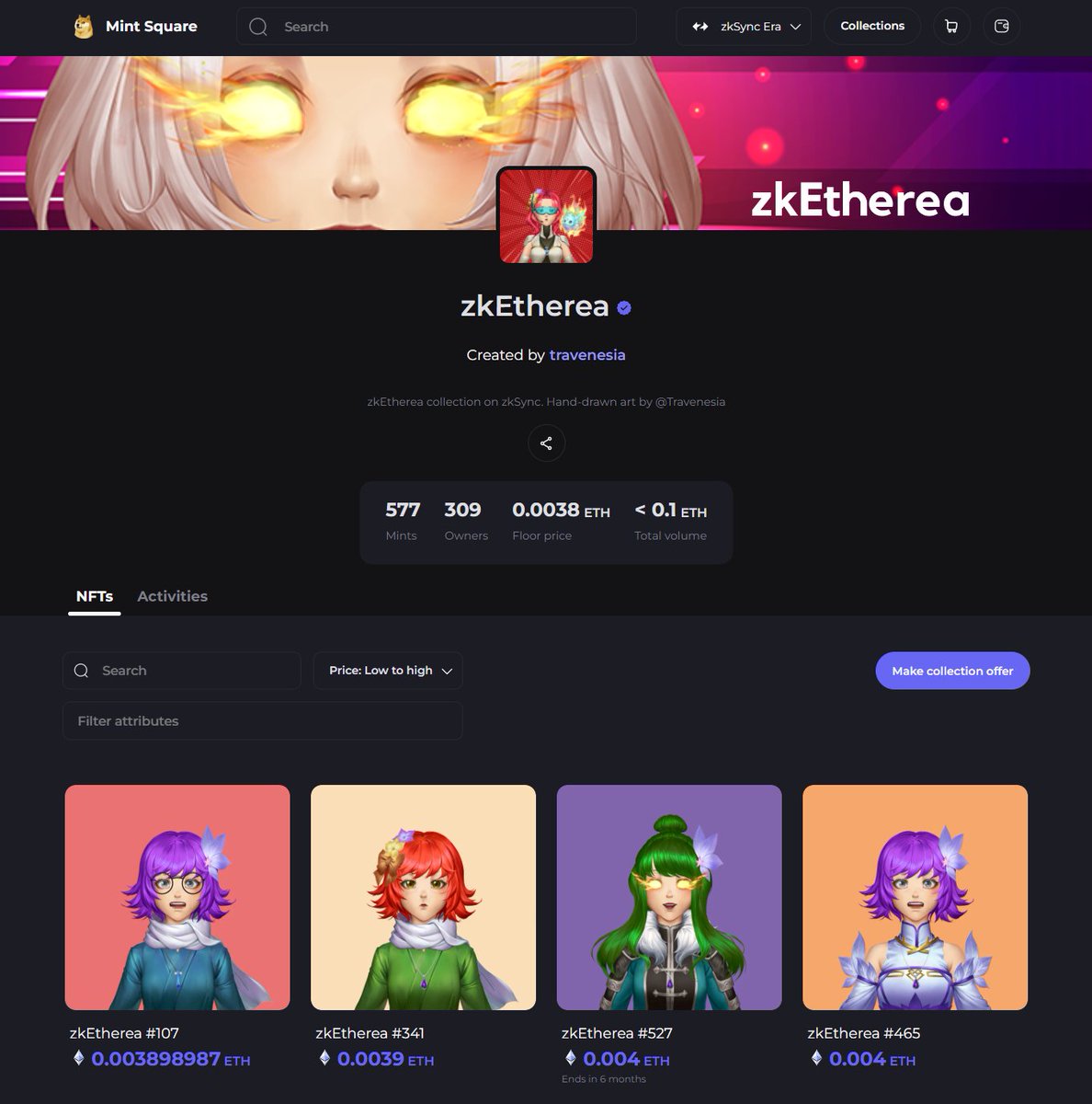 travenesia's tweet photo. 🥳 We are VERIFIED on @MintSquareNFT ✅

#NFTGiveaway 5 zkEtherea to our followers!

🎟️ | To Enter    

✅ Like, RT, tag friends, your address  
✅ Follow @travenesia @MintSquareNFT

⏳ 48 Hours

🔴Mint: https://t.co/EfyCW15Xno 
🔲https://t.co/SavrngXNOB

#zkSync #zkSyncEraNFT https://t.co/3jkJCtSQ3P
