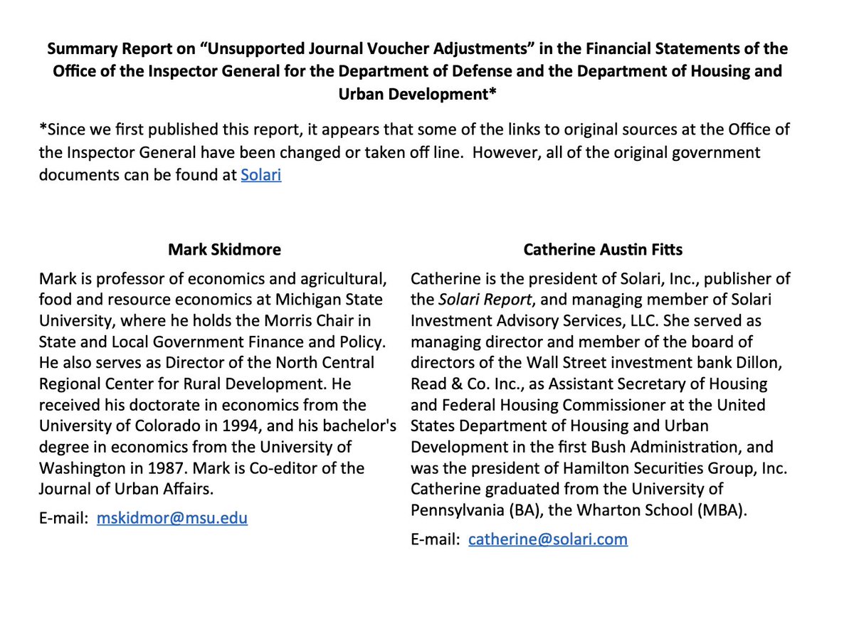 SenseReceptor's tweet photo. Also interesting to note re: Skidmore is he was the one, along with Catherine Austin Fitts, who brought to light the fact the federal gov't (specifically DOD) has on its books tens of trillions in unauthorized spending: 

Report: https://t.co/agrss0gcAs

Post: https://t.co/ZNNVNpVzQw