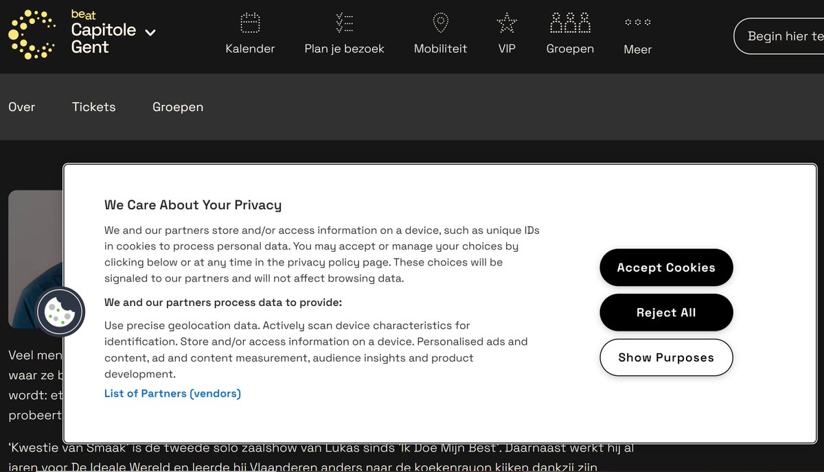 <a href="/LukasLelie/">Lukas Lelie</a> 'Accept cookies' als ik op de link klik.