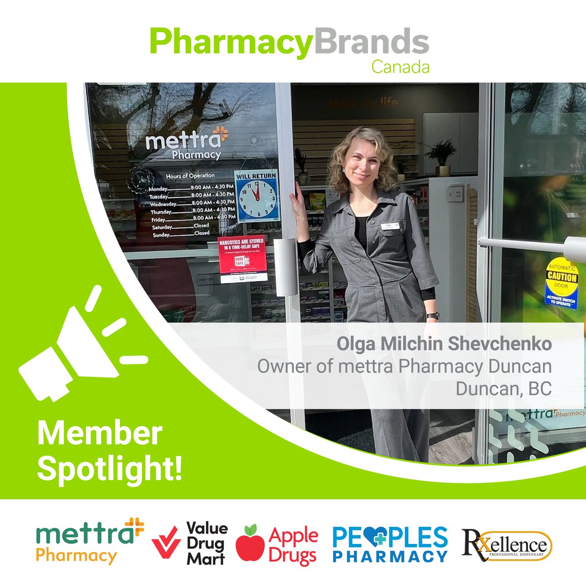 pharmacy_brands's tweet photo. Meet mettra Pharmacy Duncan and owner, Olga Milchin Shevchenko! Unique to her personal vision and a blend of a conventional #pharmacy with a #holistic approach and next-level care, Olga looks forward to seeing you at mettra Pharmacy Duncan!

#bc #local #pharmacist https://t.co/MagsedtWPM