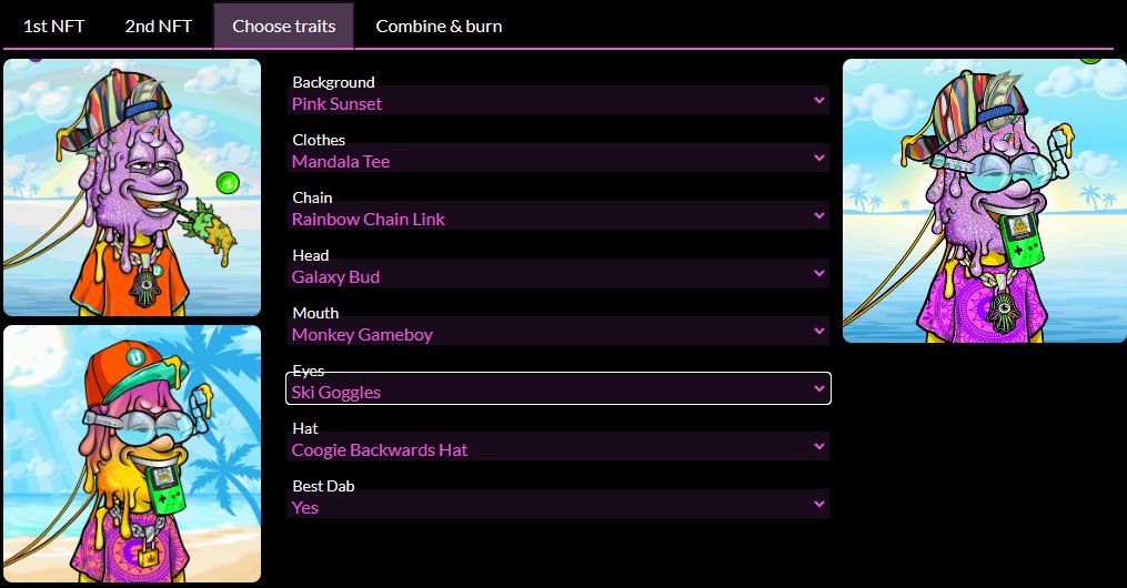 daedalus510's tweet photo. Do you Press ? 🔥🔥💨💨

Solana trait swapping🤝

💨Combine any 2 @BestBudsBTC
💨pick your fav traits
💨preview combos
💨&amp; make some dabs! 

Animations when out the press!😶‍🌫️

🐸Tech by @CyberFrogsNFT !FF https://t.co/DSSScbAqmX