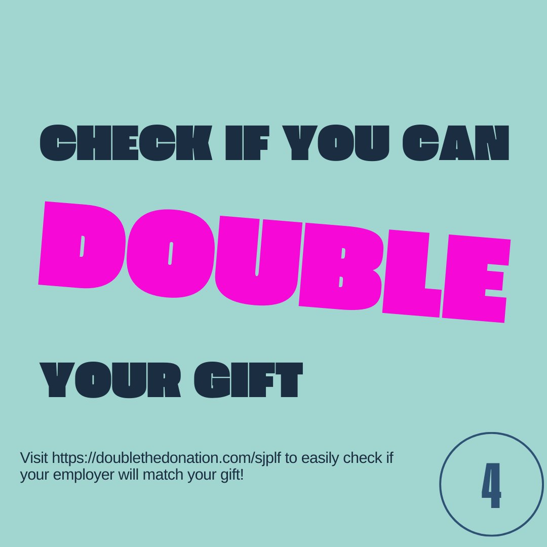 SJPLF's tweet photo. THANK YOU for your support of the Library during #LibraryGiving day
Your gift can go twice as far by easily checking if your employer will match your donation: https://t.co/mRzHjExfdD https://t.co/NysnOGT1qP