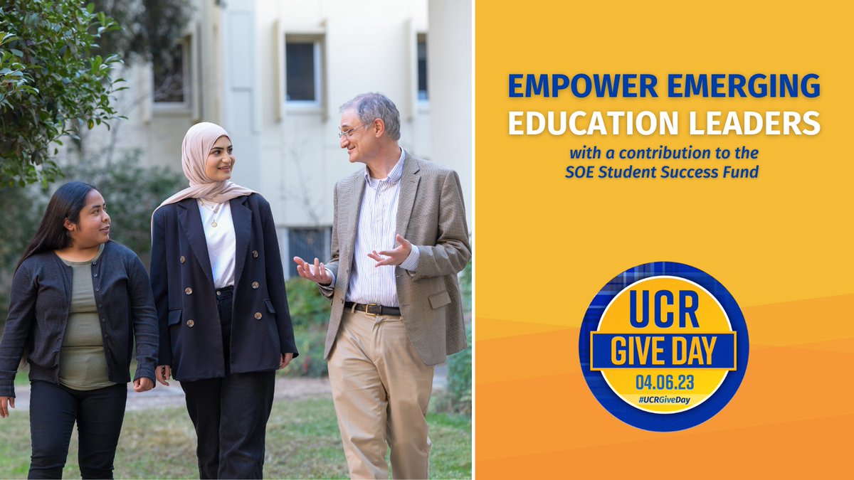 Today begins #UCRGiveDay! Share this post to help us expand our reach and further support our emerging education leaders. We  appreciate all of the support💛Learn more about Give Day or make a gift here: bit.ly/3ZJi973
