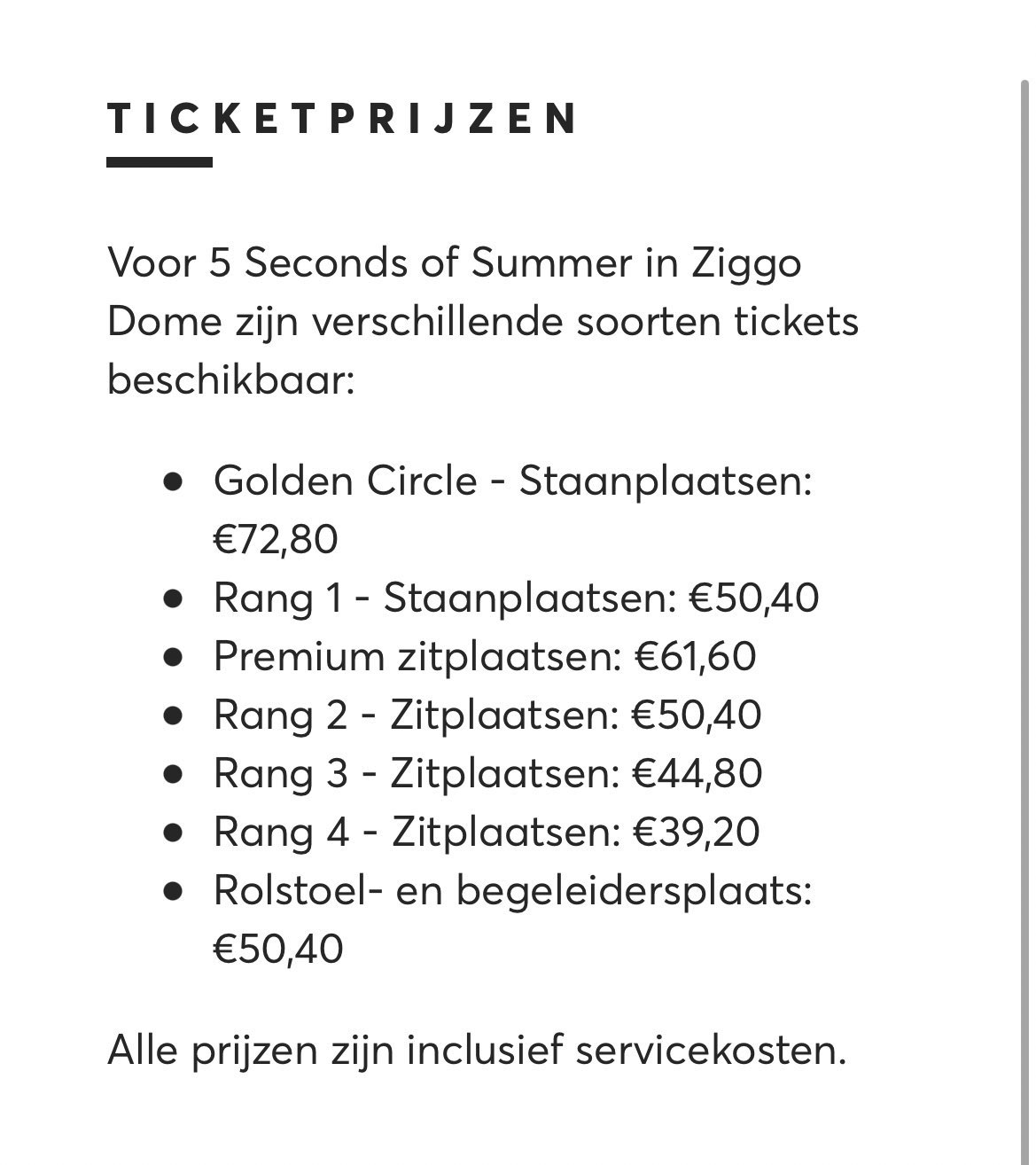 ontsnapping uit de gevangenis datum Kleverig 5SOS UPDATES on Twitter: "Standard prices for the Ziggo Dome! €39,20-€72,80  https://t.co/Whah2bcp0Q" / Twitter