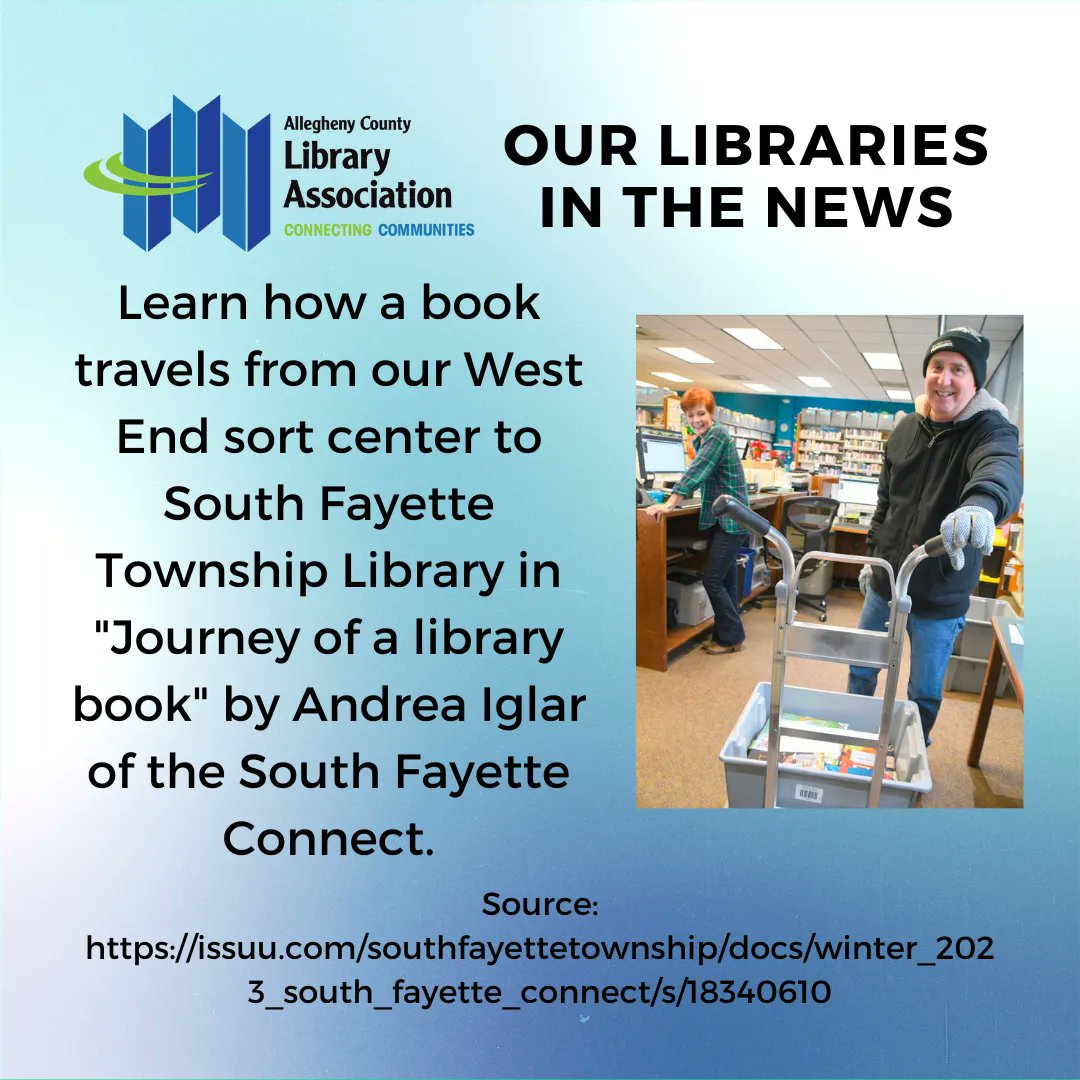 Our Libraries in the News: <a href="/SouthFayetteTwp/">South Fayette Twp</a> covered how a library book travels from the West End sort center to <a href="/SFayetteLibrary/">SouthFayette Library</a> in "Journey of a library book" by Andrea Iglar.

Read it here: buff.ly/40CevNJ