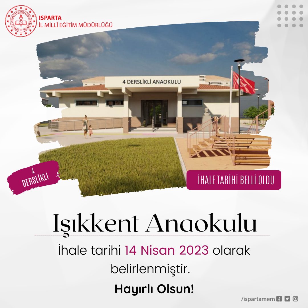 Işıkkent Anaokulu ihale tarihi 14 Nisan 2023 olarak belirlenmiştir. 

Hayırlı Olsun!

<a href="/tcmeb/">Millî Eğitim Bakanlığı</a> <a href="/ErhanBaydur1/">Erhan Baydur</a>