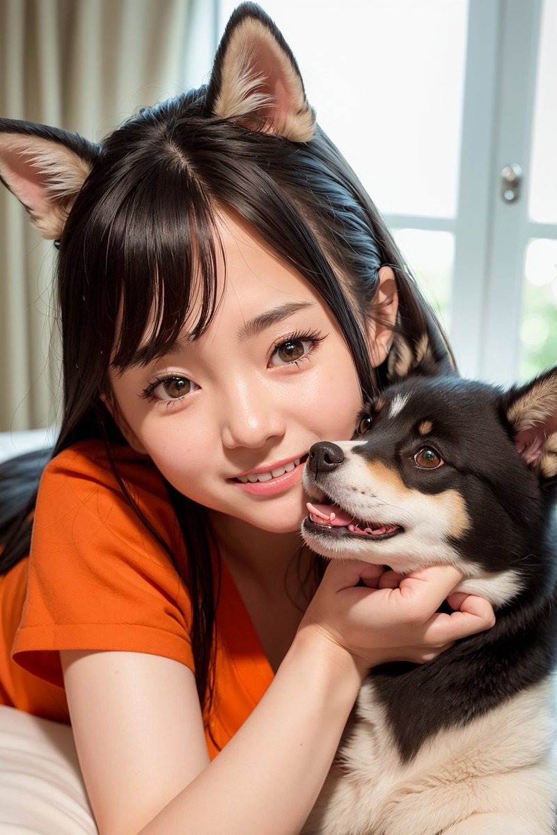 echigoyagpt's tweet photo. 犬耳コス!
ポチ、私がお姉さんだよ🐶
ポチ「ハフッ」🙃
Hey Pochi, I'm your sister 🐕🐶
Pochi「huh」
#JC #ChilloutMix #ShibaInu #shoolgirl #AIart #cosplayergirl https://t.co/fEqrtec5rW