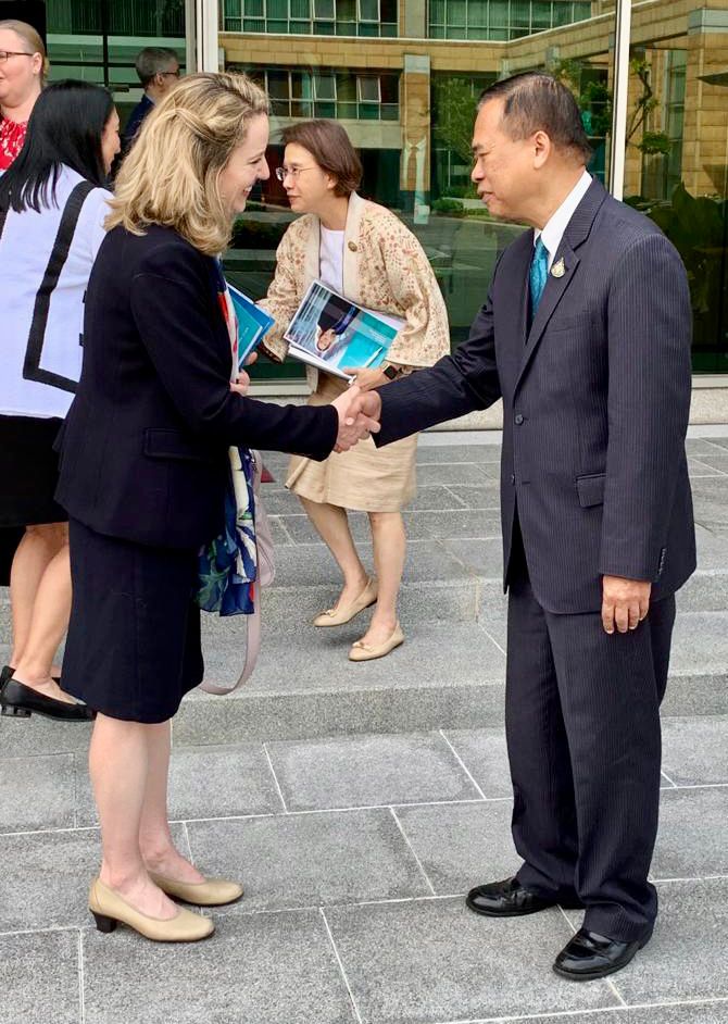 AmyEPope's tweet photo. It was a pleasure to meet w/ Vice Foreign Min. Vijavat Isarabhakdi of @MFAThai &amp; @USEmbassyBKK DCM Gwen Cardno to discuss Thailand’s leadership on inclusive migration policies &amp; how it can be a leader in welcoming multilateral organizations. @State_IO https://t.co/tMgrkybjlm