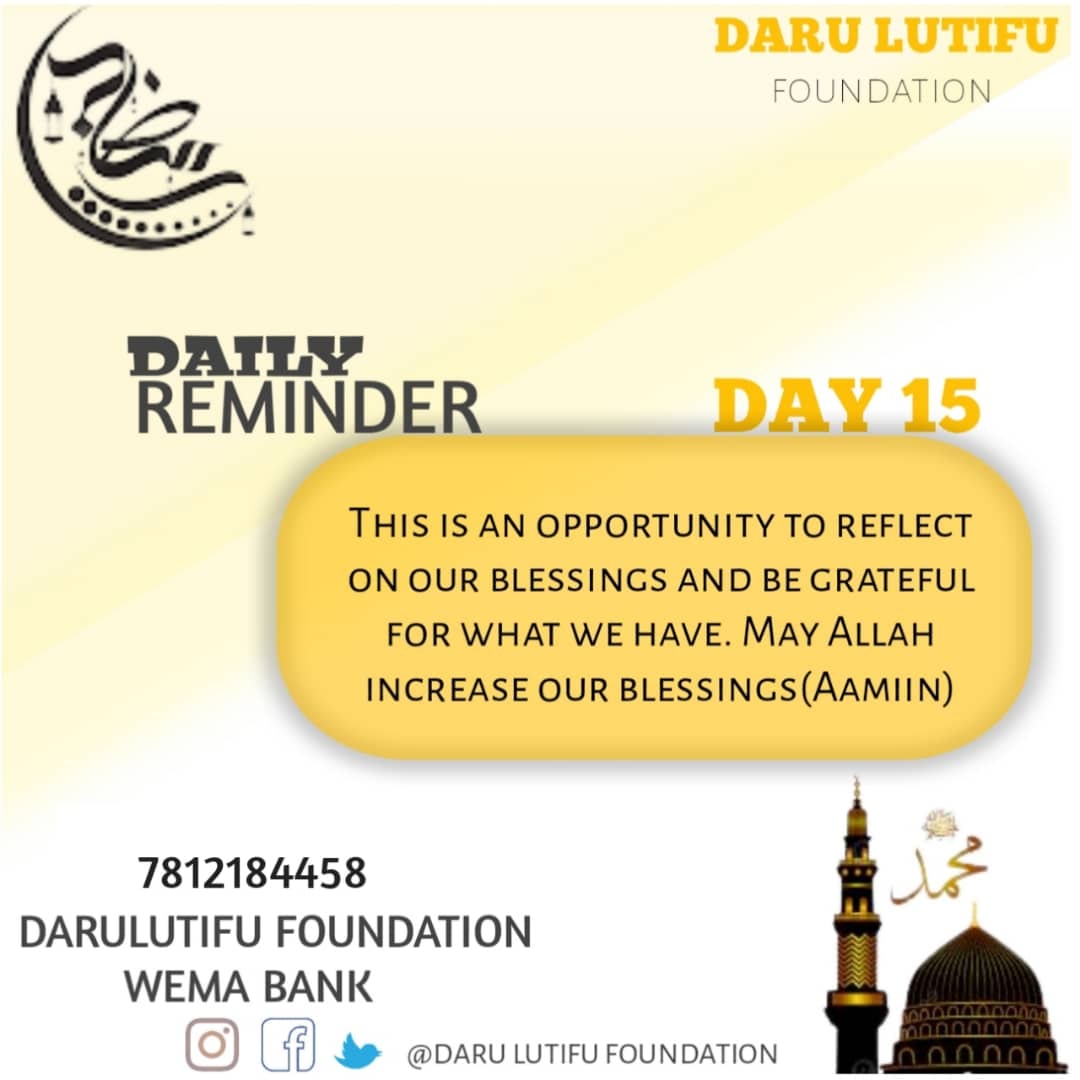 darulutifu's tweet photo. Alhamdulillah To God Almighty for sparing our lives to be among the living to witness the 15th day of Ramadan this year. 
Now is the period to reflect on o on two important things. Which are (1)How well have are we with the holy book (Quran) (1-2) https://t.co/aZH4MwiLRJ